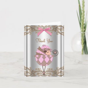 Pink and Brown Baby Dusche Vielen Dank Dankeskarte