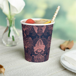 Pink and dark blue shapes patterns AI art Pappbecher