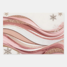 Pink and Gold Abstract Glitter Waves Wrapping Pape Geschenkpapier Set
