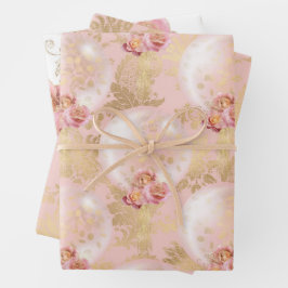 Pink and Gold Balloons Pattern Baby Girl Geschenkpapier Set