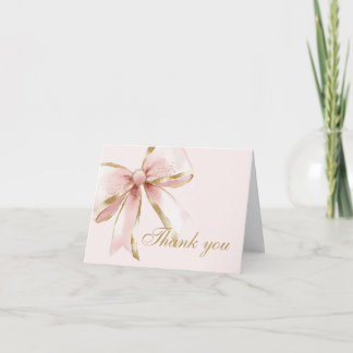 Pink and Gold Coquette Bow Sweet Sixteen Dankeskarte