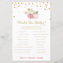 Pink and Gold Fall Brautparty Game, Pumpkin