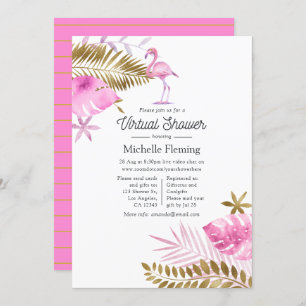 Pink and Gold Flamingo Virtual Baby Dusche Einladung