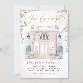 Pink and Gold French Café Patisserie Girl Birthday Einladung