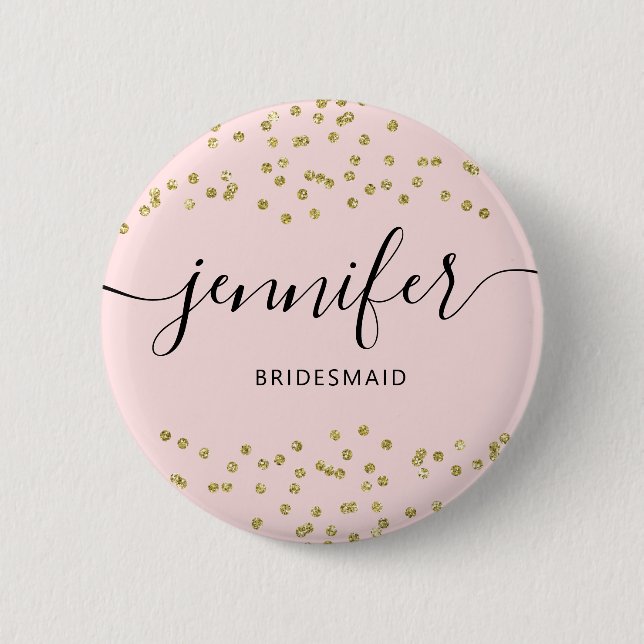 Pink and Gold Glitter bridesmaid Button (Vorderseite)