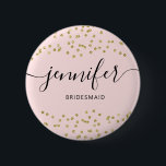 Pink and Gold Glitter bridesmaid Button<br><div class="desc">Werden Sie mein Bridesmaid-Vorschlag Keyring sein? Dieses niedliche Abzeichen wurde für die Abstimmung mit unserer Hochzeitskollektion in Rosa und Gold Glitzer konzipiert und weist eine goldene Glitzer-Grenze auf rosa Hintergrund auf. Für eine weiter gehende Anpassung dieses Designs klicken Sie bitte auf den "CUSTOMIZE"-Button oben. Bitte beachten Sie, dass Glitzer als...</div>