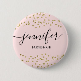 Pink and Gold Glitter bridesmaid Button