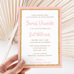 Pink and Gold Glitter Rectangle Bat Mitzvah Einladung<br><div class="desc">This trendy Bat Mitzvah invitation features sparkling faux glitter layered against a solid color background. Use the template form to add your own information. The "Customize" feature can be used to change the font style,  color and layout.</div>