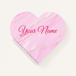 Pink and Gold Heart-Shaped Notizbuch