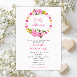 Pink and Gold Hearts Valentine Baby Shower Einladung