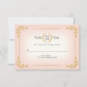 Pink and Gold RSVP Moderne feuille de laurier cour