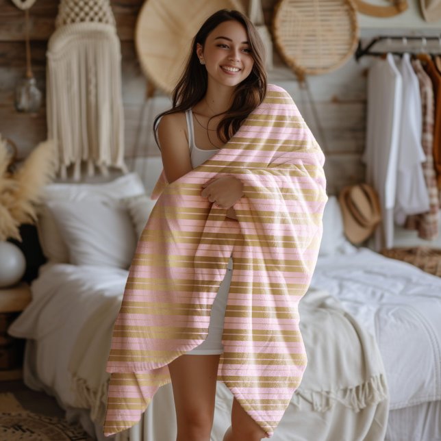 Pink and gold stripes pattern fleecedecke (Von Creator hochgeladen)