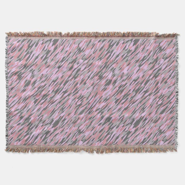 pink and gray green camo abstract decke (Vorderseite)