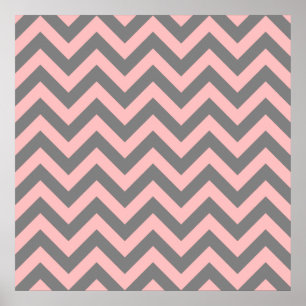 Pink and Gray Zigzag Poster