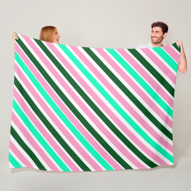 Pink and Green Christmas Candy Stripes  Fleecedecke (Beispiel)