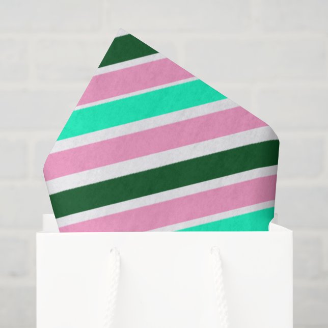 Pink and Green Christmas Candy Stripes  Seidenpapier (Geschenktüte)