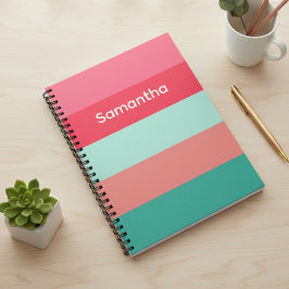 Pink and Green Custom Color Block Striped Notebook Notizblock
