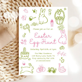 Pink and Green Easter Egg Hunt Party Einladung