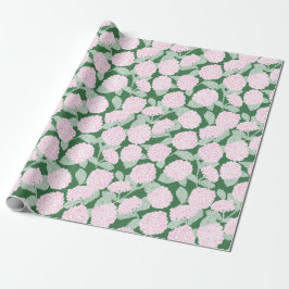 Pink and Green Hydrangea Floral Geschenkpapier