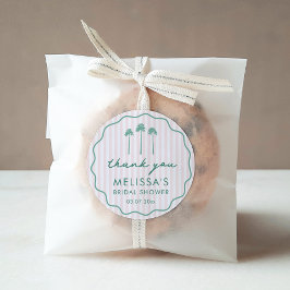 Pink And Green Palm Springs Bridal Shower Favor Runder Aufkleber
