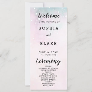 Pink and Green Stars Programme de mariage céleste