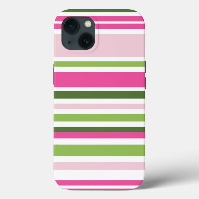 Pink and Green Stripe Tough Case-Mate iPhone Case (Rückseite)