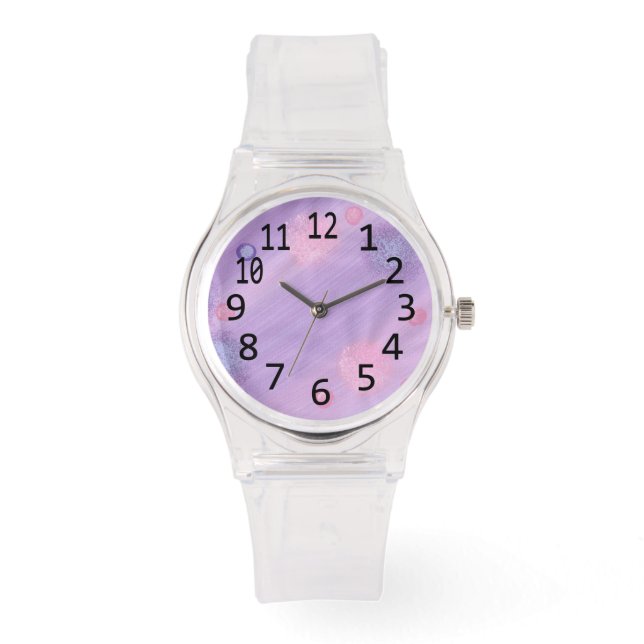 Pink and Lavender Spheres on Blends Montre numérot (Recto)