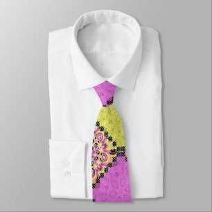 Pink and lime , patchwork krawatte