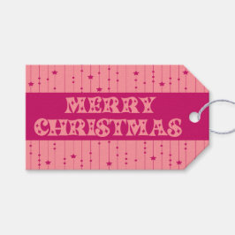 Pink and Magenta Bright Stars Merry Christmas Geschenkanhänger