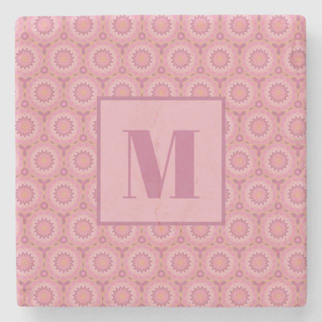 Pink and Mauve Initial Stone Coaster Steinuntersetzer (Vorderseite)