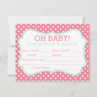 Pink and Mint Polka Dot Predictions & Advice Card Hinweiskarte