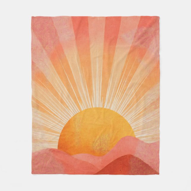Pink and Orange Boho Sunrise Fleecedecke (Vorderseite)