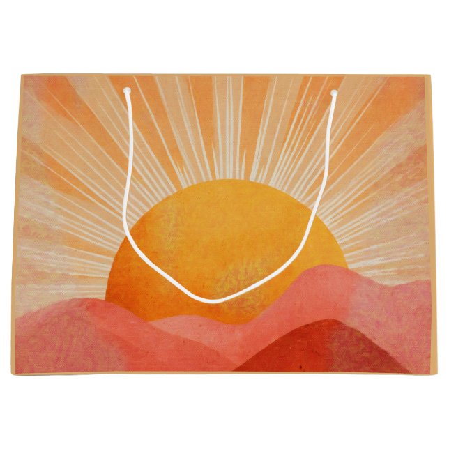 Pink and Orange Boho Sunrise Große Geschenktüte (Vorderseite)