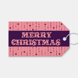 Pink and Purple Bright Stars Merry Christmas Geschenkanhänger