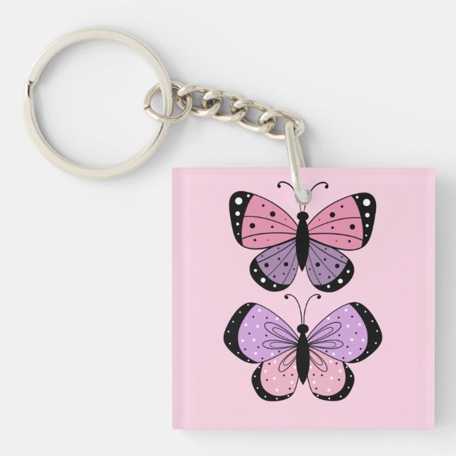 Pink and Purple Butterfly  Schlüsselanhänger (Vorderseite)