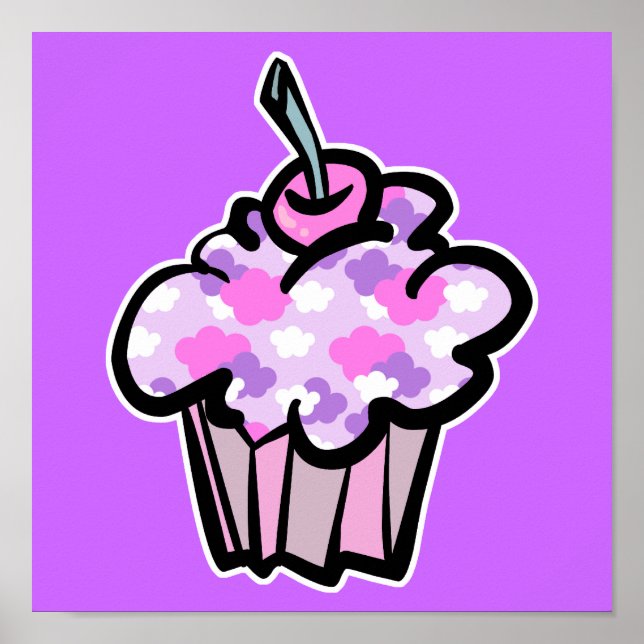 pink and purple clouds cupcake poster (Vorne)