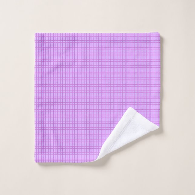 Pink and purple flower checkered pattern badhandtuch set (Waschlappen)