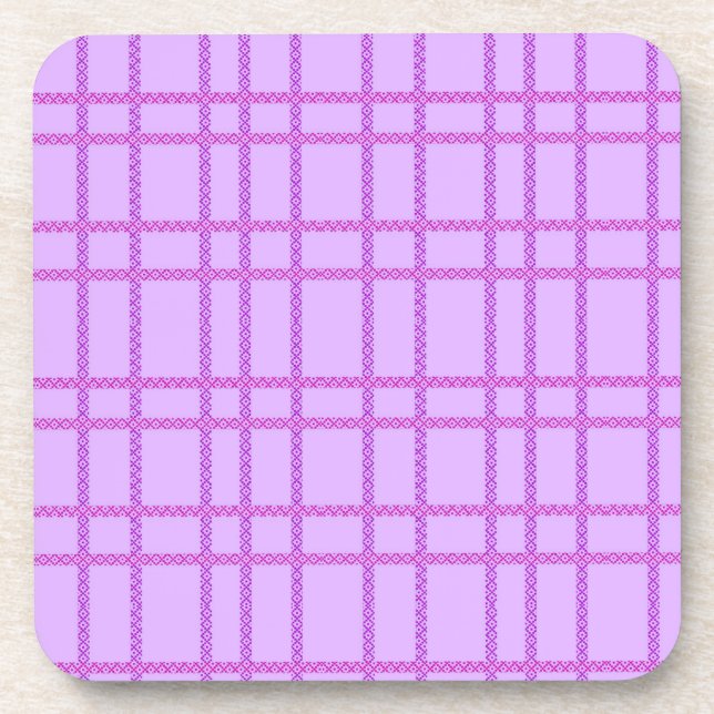 Pink and purple flower checkered pattern getränkeuntersetzer (Vorderseite)