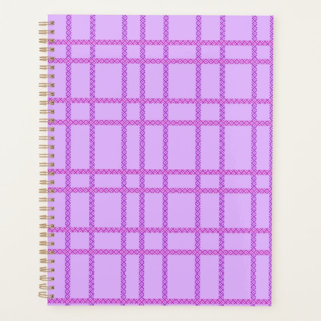 Pink and purple flower checkered pattern planer (Vorderseite)