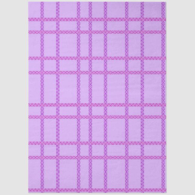 Pink and purple flower checkered pattern seidenpapier (Vorderseite)
