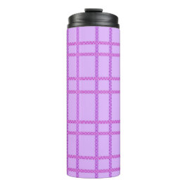 Pink and purple flower checkered pattern thermosbecher