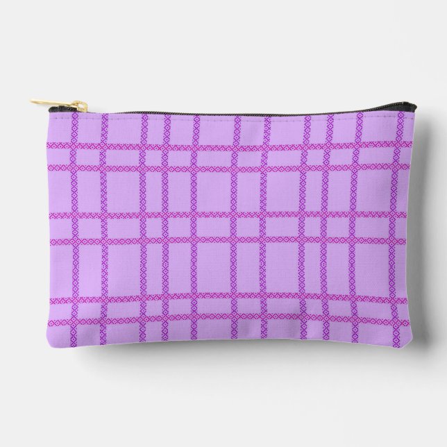 Pink and purple flower checkered pattern zubehörtasche (Vorderseite)