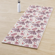 Pink And Purple Flowers Floral Pattern Yogamat