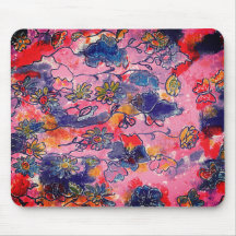 Pink and Purple Flowers Garden Original Watercolor