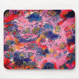Pink and Purple Flowers Garden Original Watercolor Mousepad
