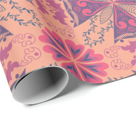 pink and purple geometric designs and floral motif geschenkpapier