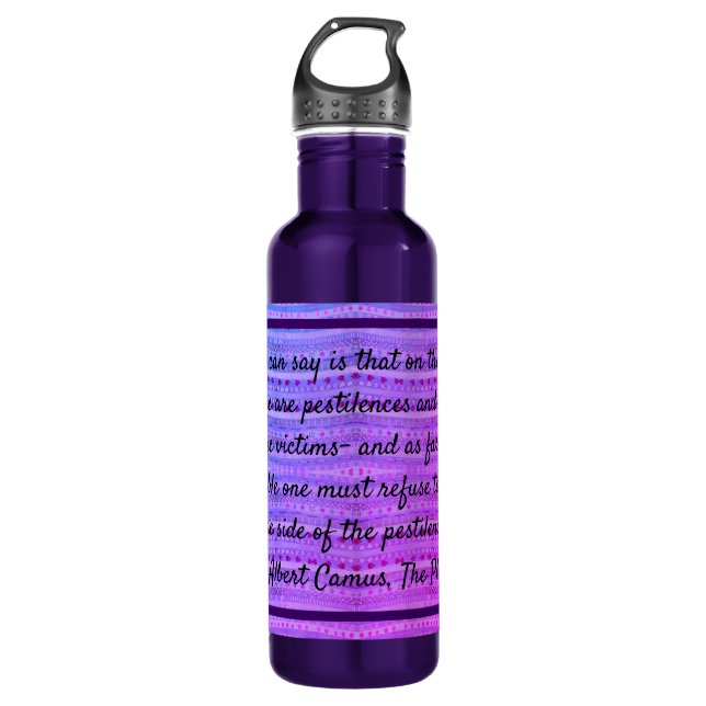 Pink and Purple Hearts & a Quote Edelstahlflasche (Vorderseite)