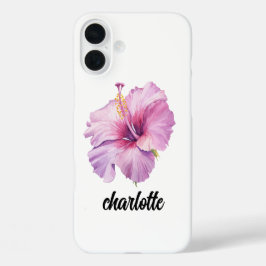 pink and purple hibiscus flower phone case