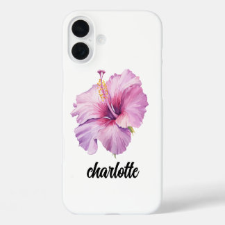 pink and purple hibiscus flower phone case