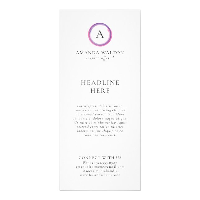 Pink and Purple Monogram Modern Business Werbekarte (Vorne)